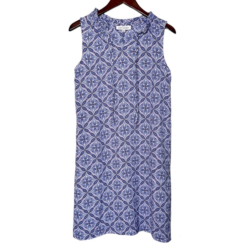 Emily Daniels Geometric Kaleidoscope Blue/Purple Dress w/ Pockets, Women’s Small